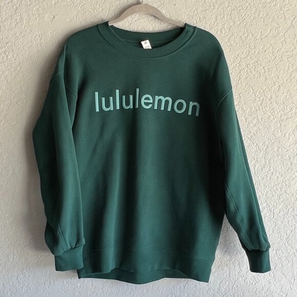 lululemon athletica Tops - Lululemon Perfectly Oversized Crew Logo Graphic Fleece